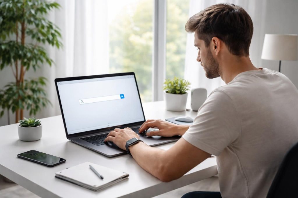 effectuez facilement une recherche sur google ou saisissez une url pour accéder rapidement aux informations souhaitées.